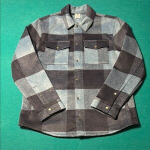 VRST Wool Blend Plaid Navy Buffalo Shirt Jacket